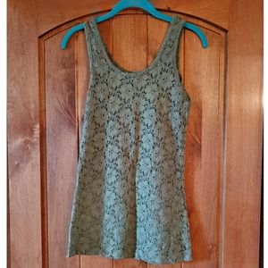 Olive Green Vanity Lace Tank Top